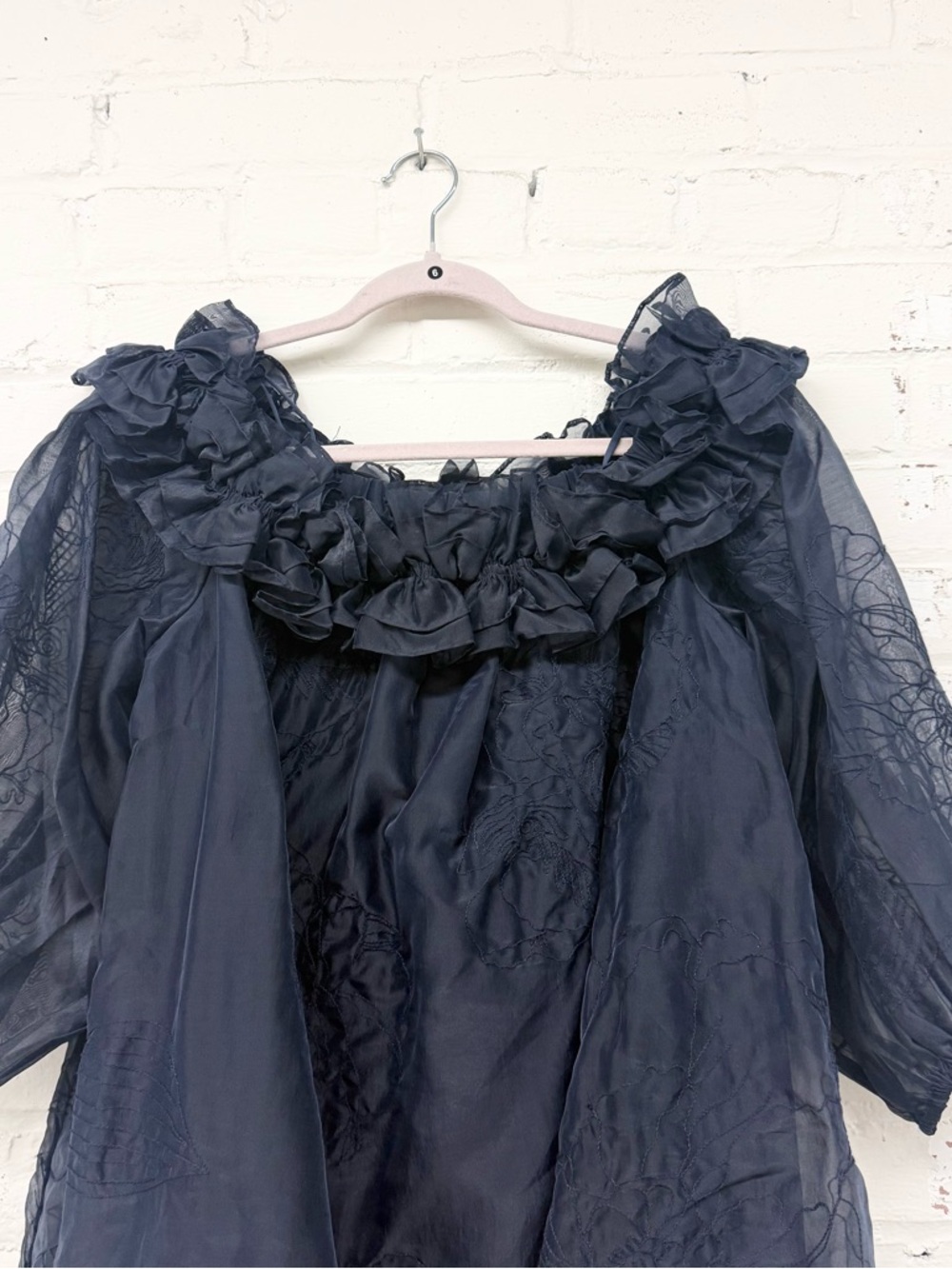 NWT Cinq A Sept Nava Organza Embroidered Mini Dress Navy Size 8 - Picture 6 of 9
